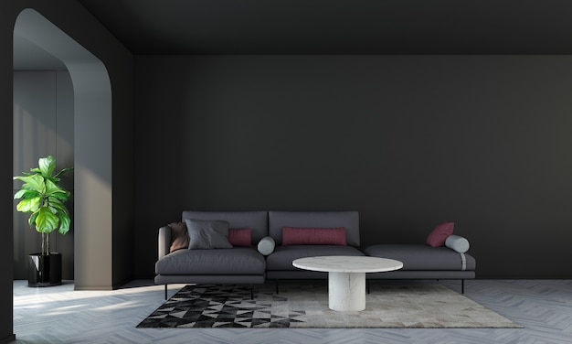 modern interior design  room and living room and black wall 