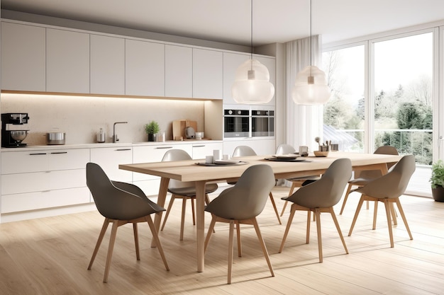 Modern interior design of Scandinavian kitchen