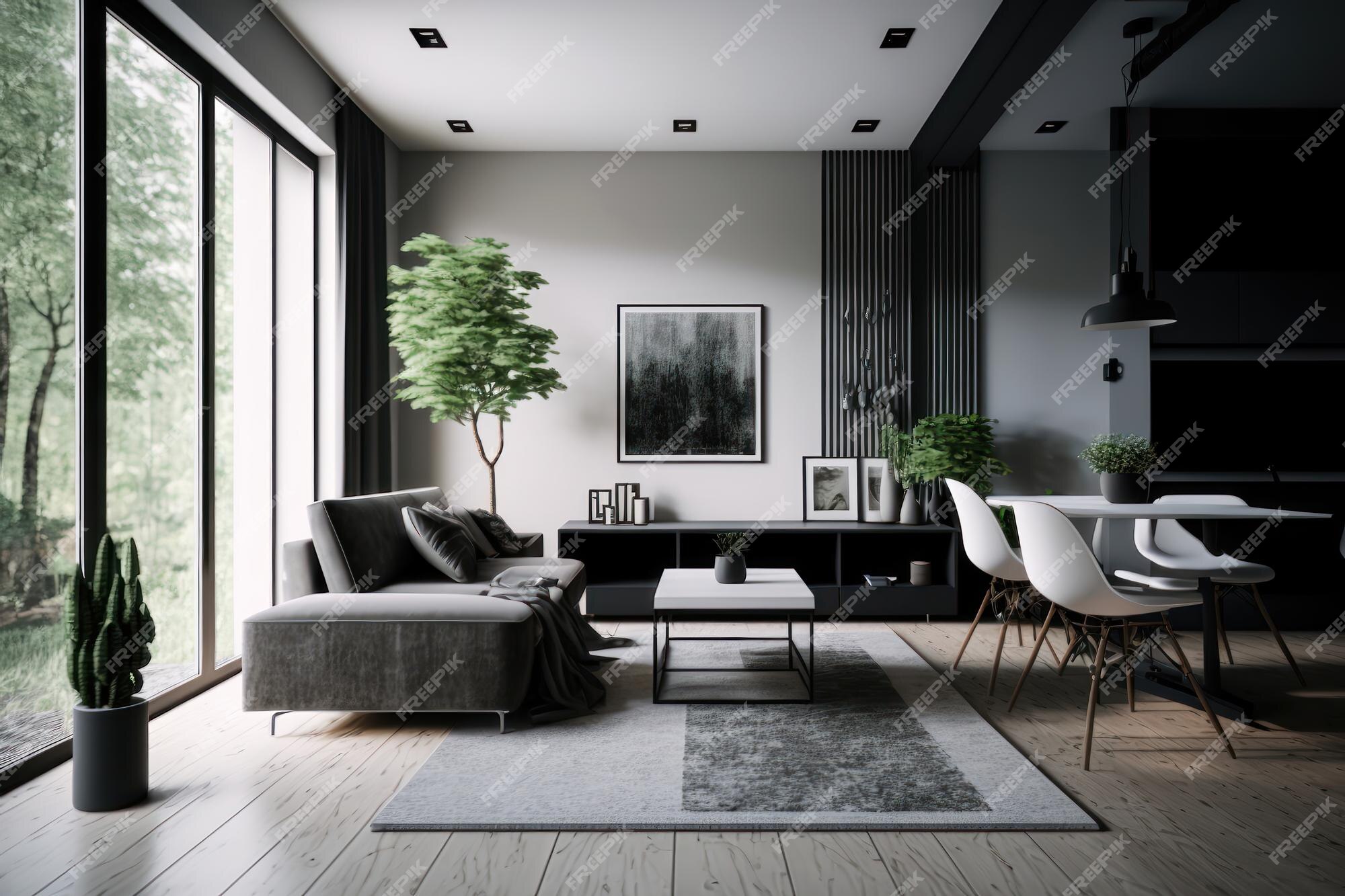 Premium Photo | Modern interior design in a spacious room ai ...