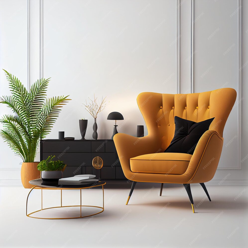 Premium Photo | Modern interior design yellow armchair sofa in living