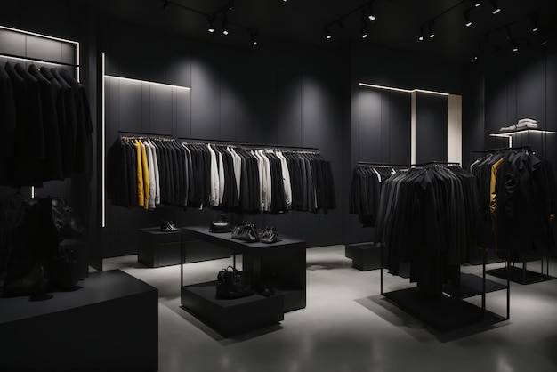 Modern Interior Display with Trendy Clothing Attire