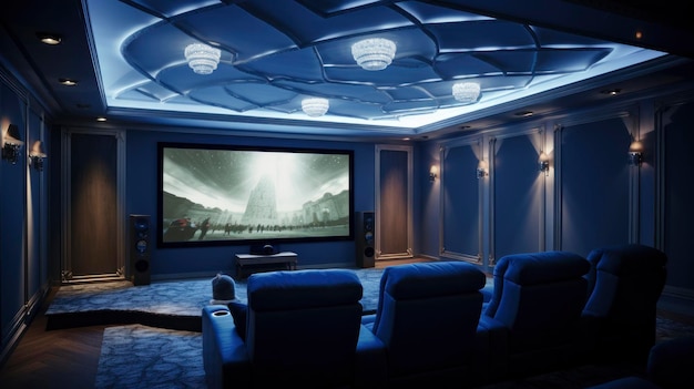 Modern Interior Home Theatre Room Design AI Generated