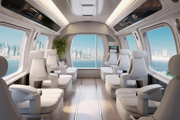 Modern interior Japanese bullet train car inside view Generative AI