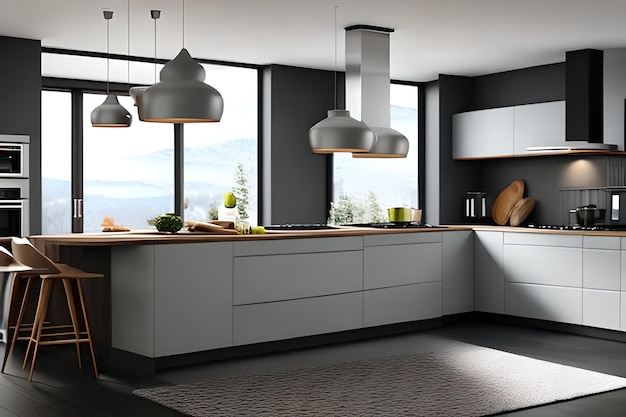 Modern Interior Kitchen Design Light Gray