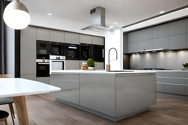Modern Interior Kitchen Design Light Gray