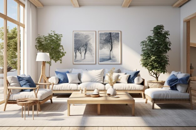 Modern interior living room Illustration AI GenerativexD