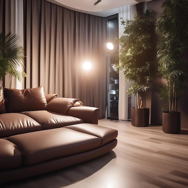 Modern interior living room with comfortable sofa