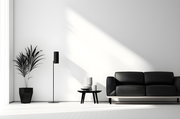 Modern interior monochrome room with black and white furniture Ai generated