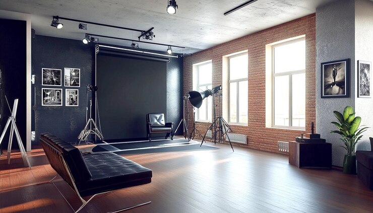 Фотография современный интерьер фотостудии с профессиональными