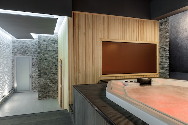 Modern interior room spa complex and the sauna and massage