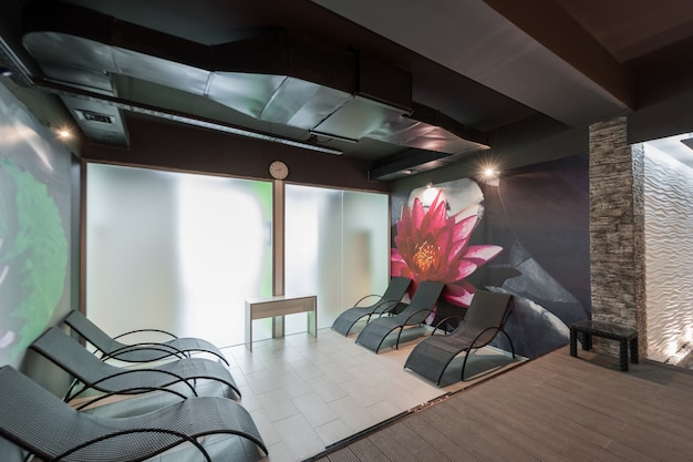 Modern interior room spa complex and the sauna