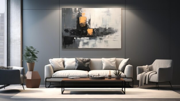 Modern interior wall city background