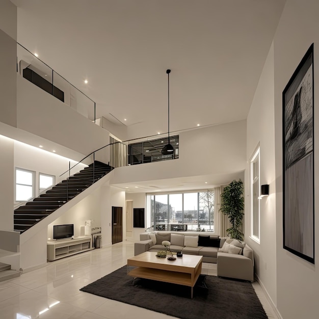 Modern interior with beautiful lighting