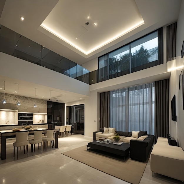 Modern interior with beautiful lighting