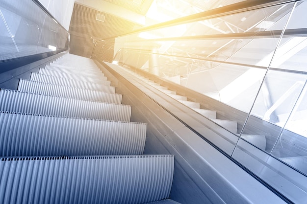 Modern interior with escalator close-up