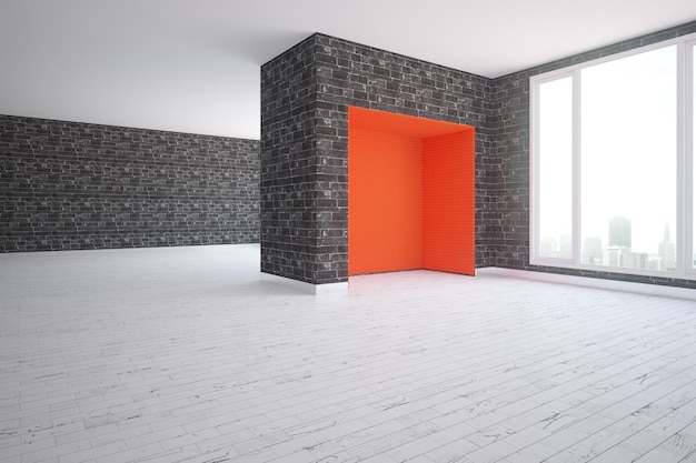 Modern interior with red corner