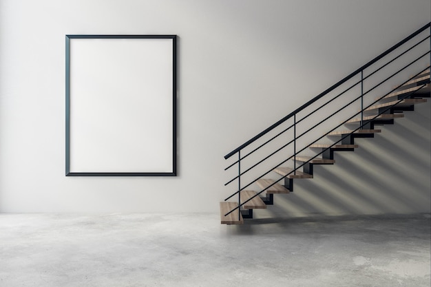 계단과 포스터가 있는 현대적인 인테리어