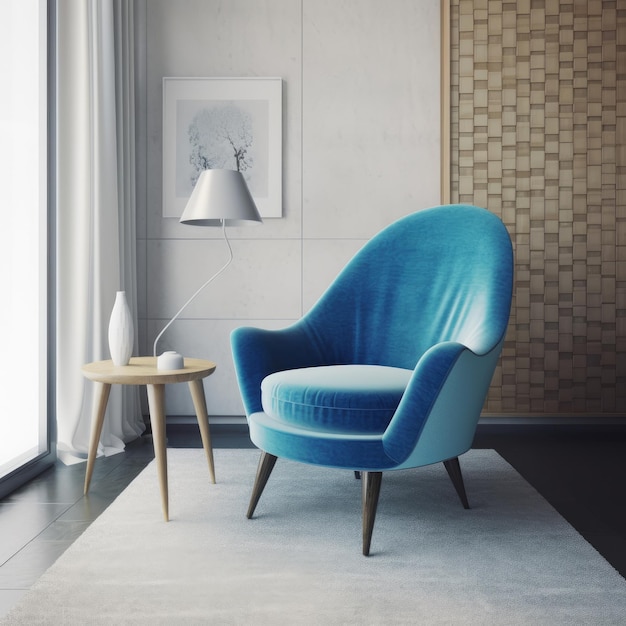 Modern interior with vivid chair Illustration AI GenerativexA