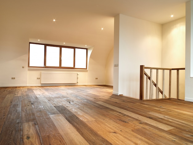 Photo modern interior with wooden floor