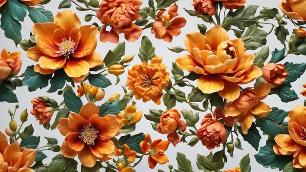 伝統的な花のモチーフを新鮮に再現した花のパターンの現代的な解釈