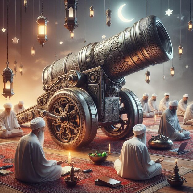 Modern interpretation of the traditional Ramadan cannon symbolizing the announcement of the Maghrib