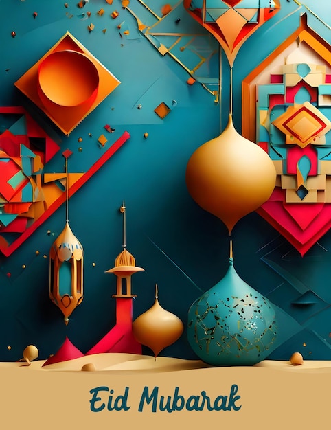 Modern Islamic Background with mosque moon and cresent Ramadan and Eid Concept