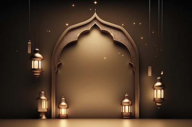 modern Islamic holiday banner luxury monotone design