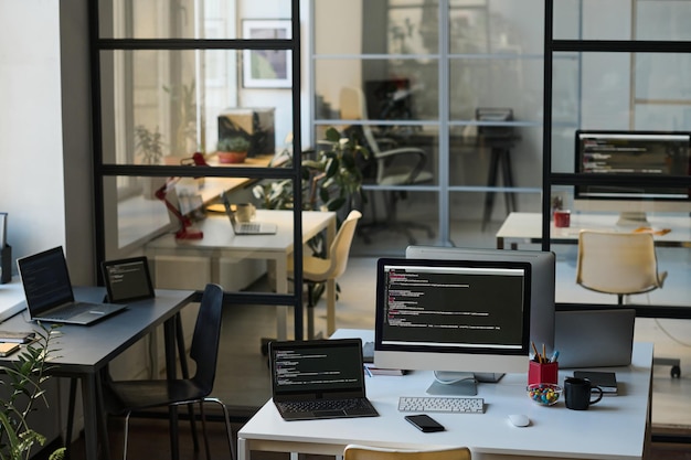 modern it office with computers
