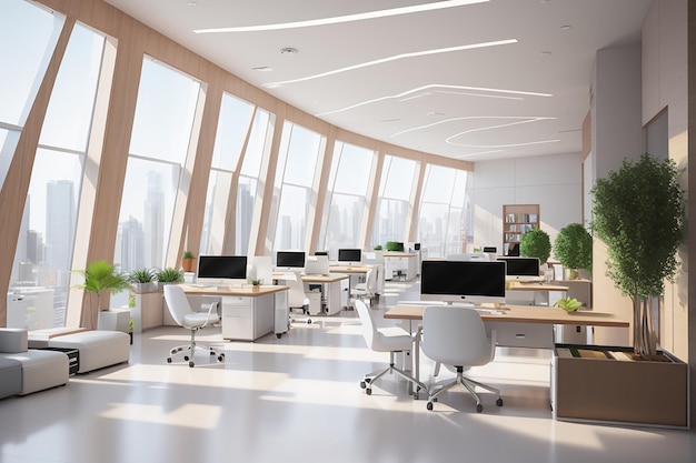 Modern kantoor interieur 3d rendering concept