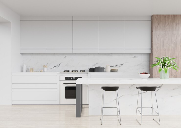 Foto modern keukenbinnenland, moderne restaurantruimte