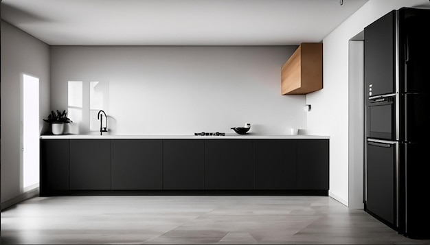 Modern keukeninterieur thuis met modern meubilair van 3d illustratie