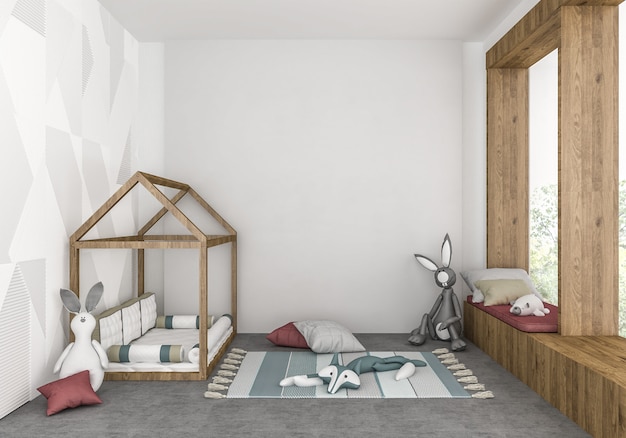 空白の壁と現代の子供部屋