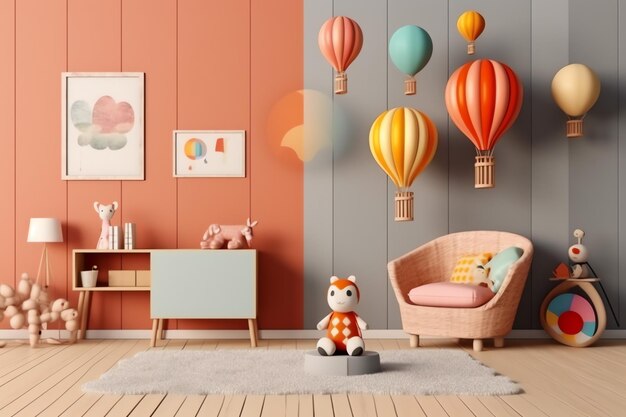 Foto modern kind slaapkamer interieur in huis met decoratie kinderen kleurrijke kinderkamer