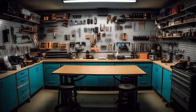 Modern kitchen design with stainless steel appliances and wooden cabinets generated by AI