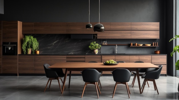 Modern Kitchen Design with Wooden Table and Chairs Again