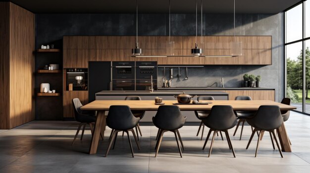 Modern Kitchen Design with Wooden Table and Chairs Again