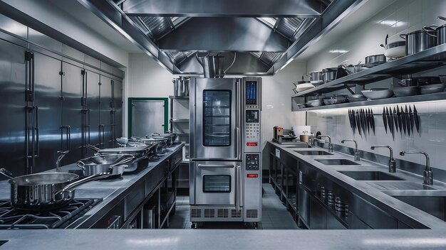 Foto equipaggiamento di cucina moderno in un ristorante