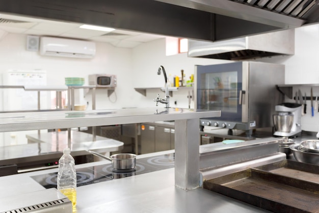 Photo modern kitchen equipment in a restaurant