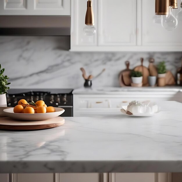 The modern kitchen has a clean and tidy counter