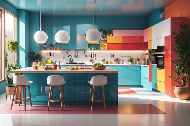 Modern kitchen interior design colorful