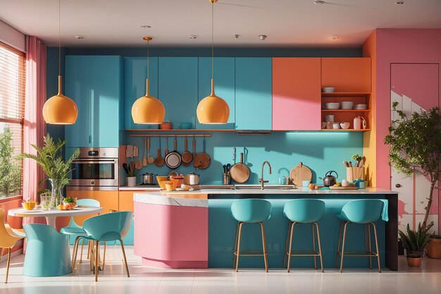 Modern kitchen interior design colorful