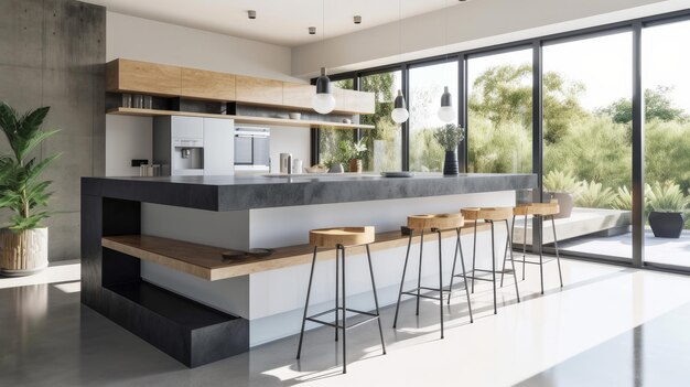 Modern kitchen interior design Illustration AI GenerativexD