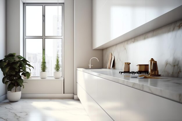사진 아파트 또는 가구가 있는 집의 현대적인 주방 인테리어 디자인 고급 주방 스칸디나비아