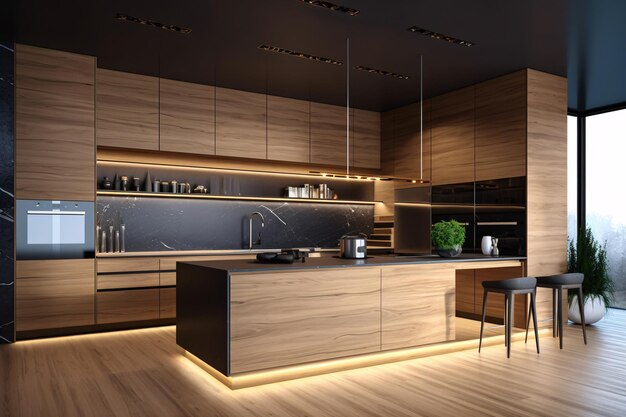 Modern kitchen interior in elegant colors