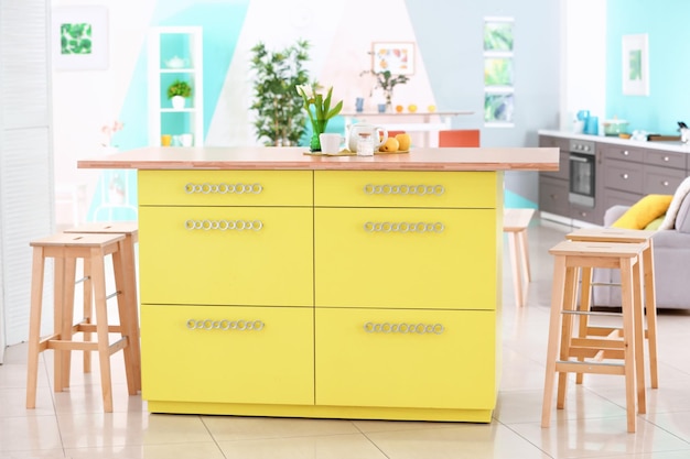 Modern kitchen interior with island