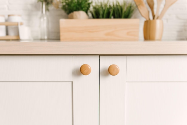 Modern kitchen interior with wooden crates as eco furniture