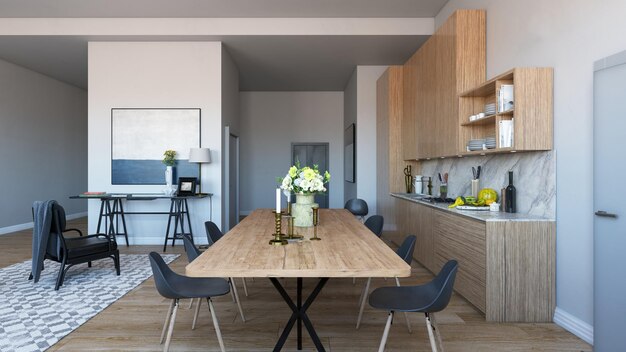 Photo modern kitchen in loft style