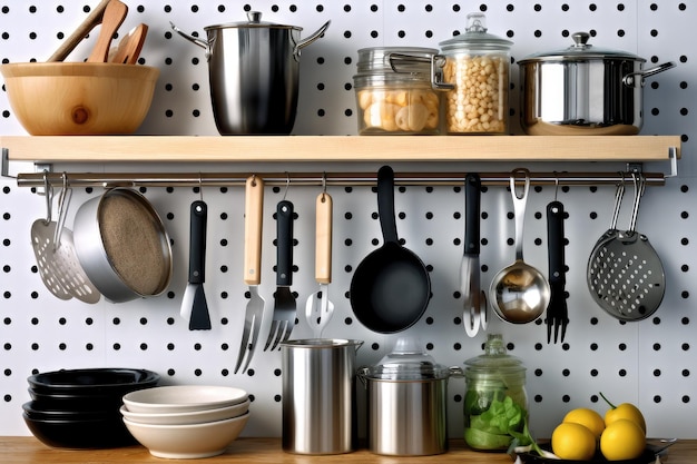 modern kitchen pegboard Profesional advertising Food Photography AI Generated