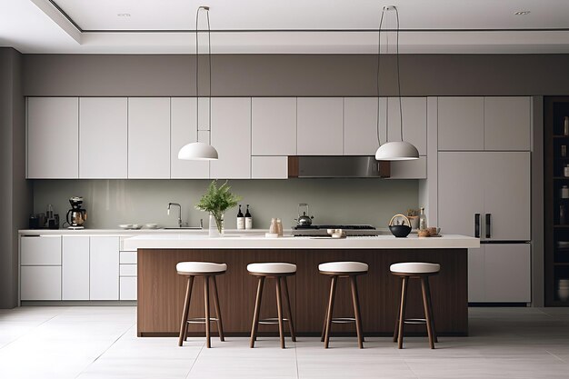 Modern Kitchen Room Interior Design 3D Rendering