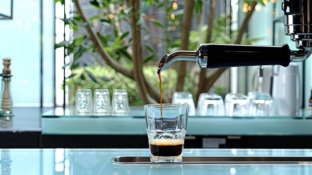 Modern Kitchen Setup with Coffee Equipment and Refreshing Drink